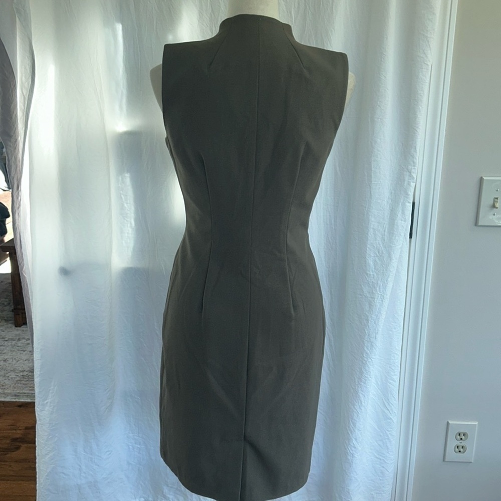 Unique deep Green/Brown Zipper Dress: Size 4 - Picture 4 of 8